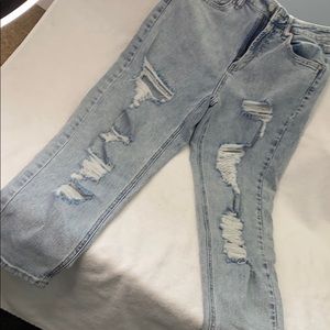 Boyfriend style distressed jeans